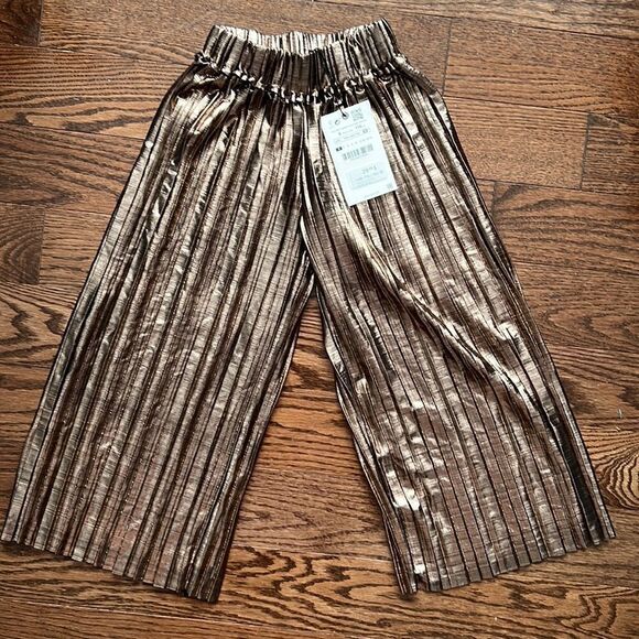 Zara Other - Zara girls gold metallic shiny pleated pants